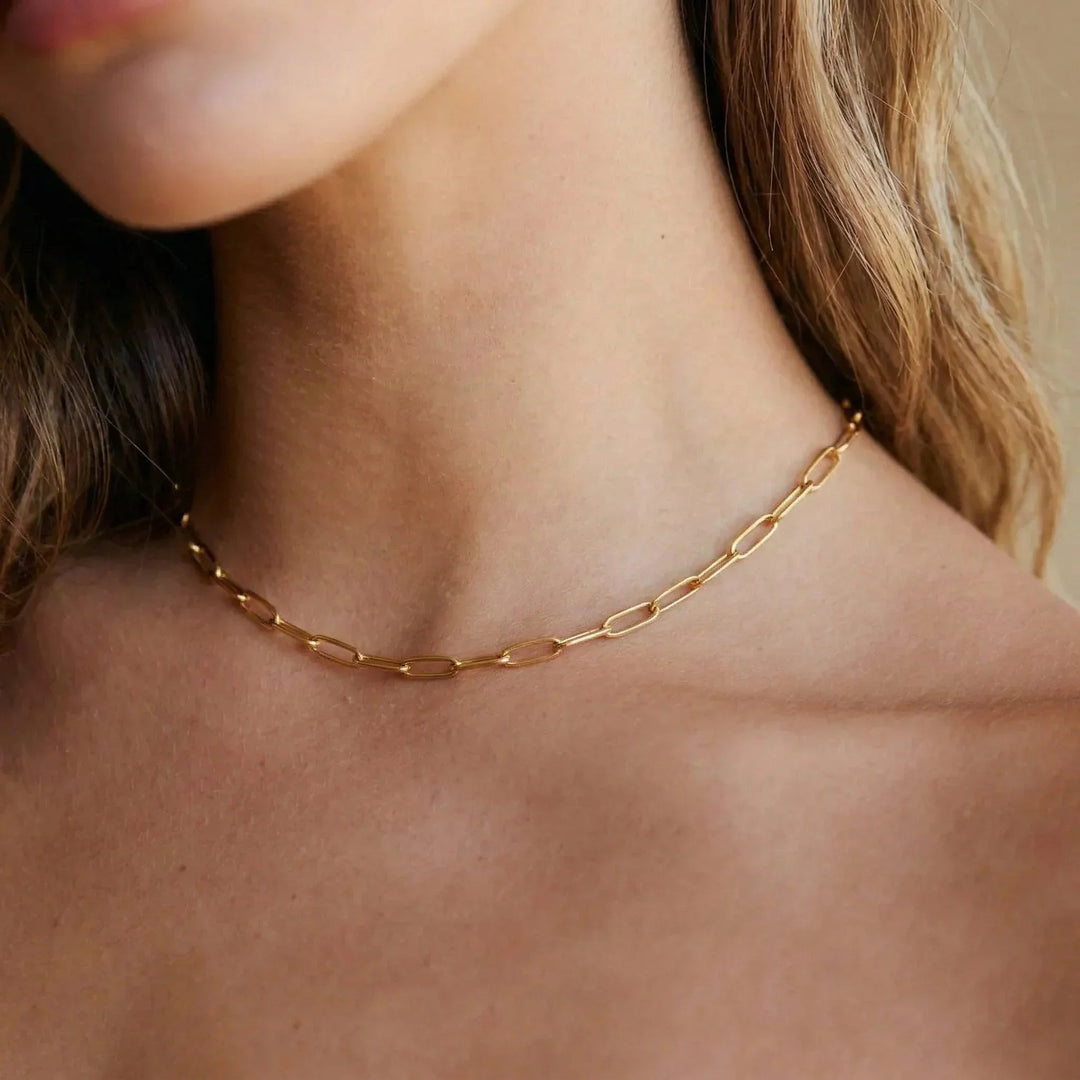 Gold-Tone Elongated Link Chain Necklace