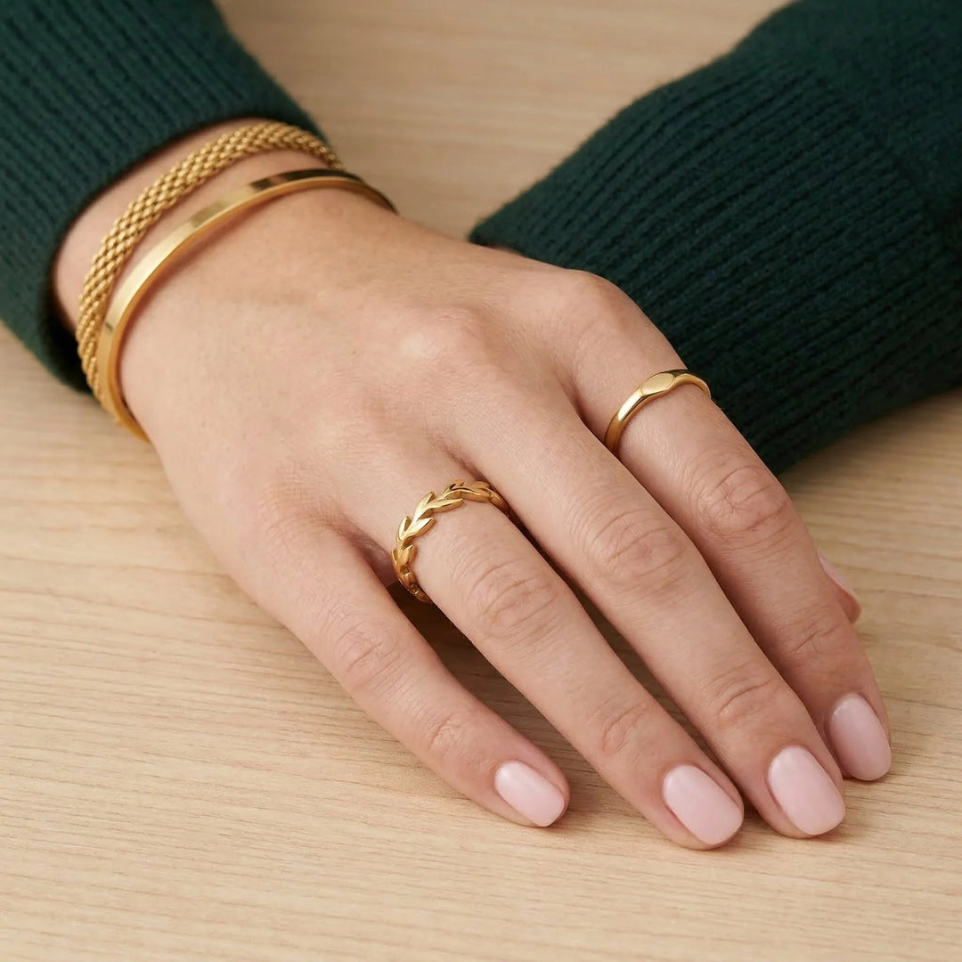 Gold-Plated Vine Stackable Ring for Women
