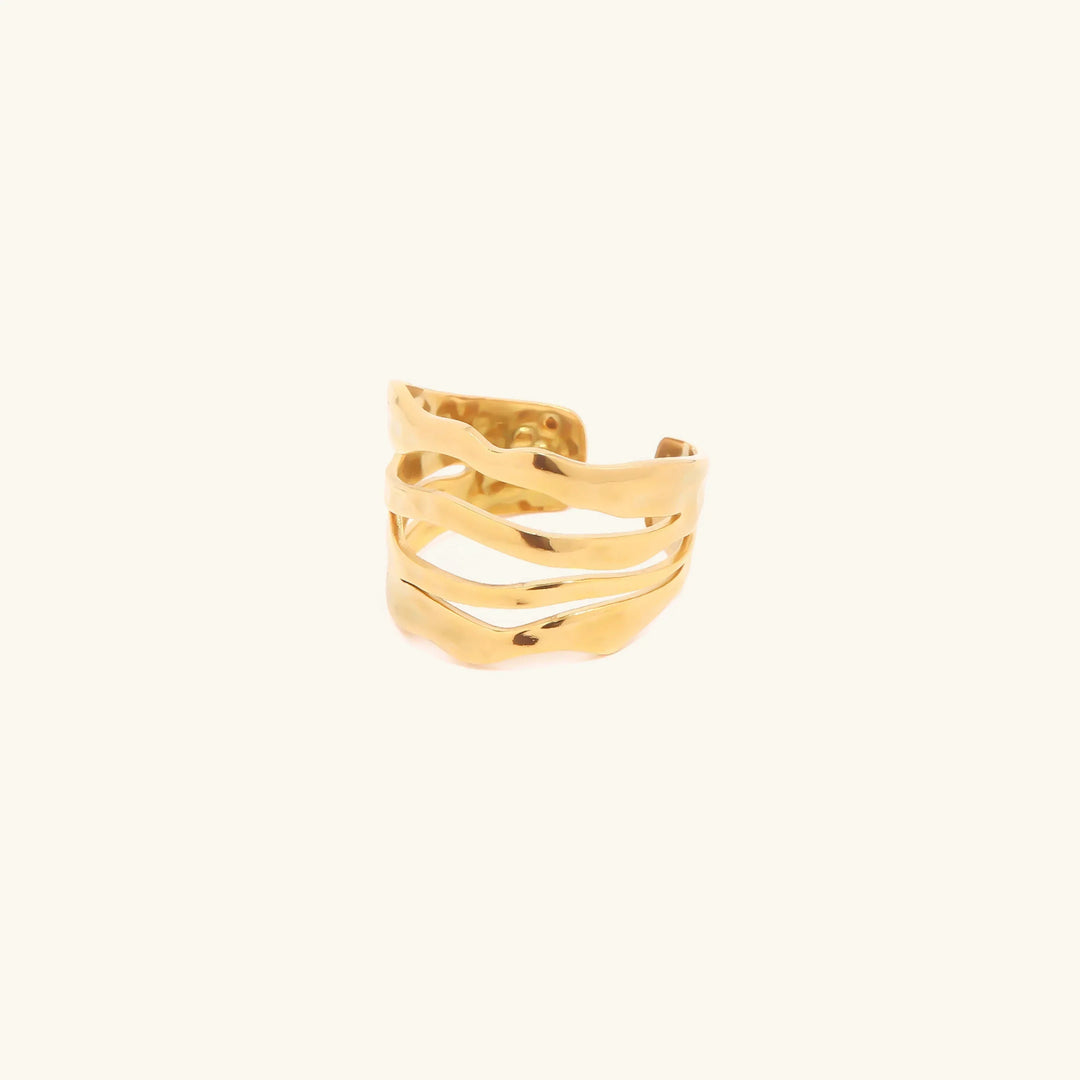 Gold-Plated Adjustable Ring with Stainless Steel