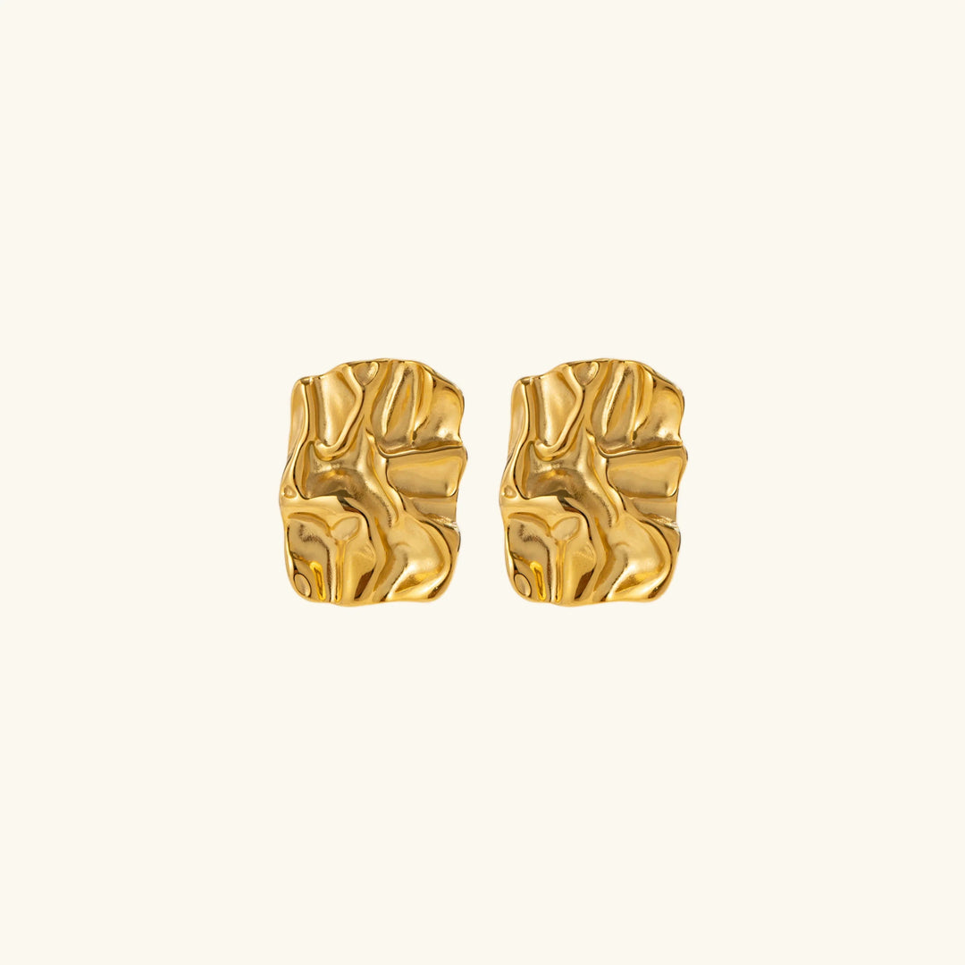 Gold-Plated Statement Earrings with Stainless Steel