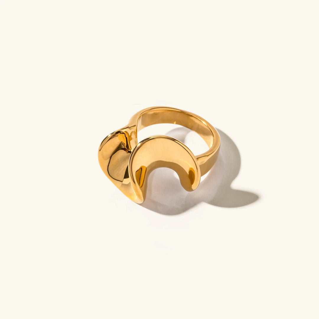 Gold-Plated Twisted Band Statement Ring