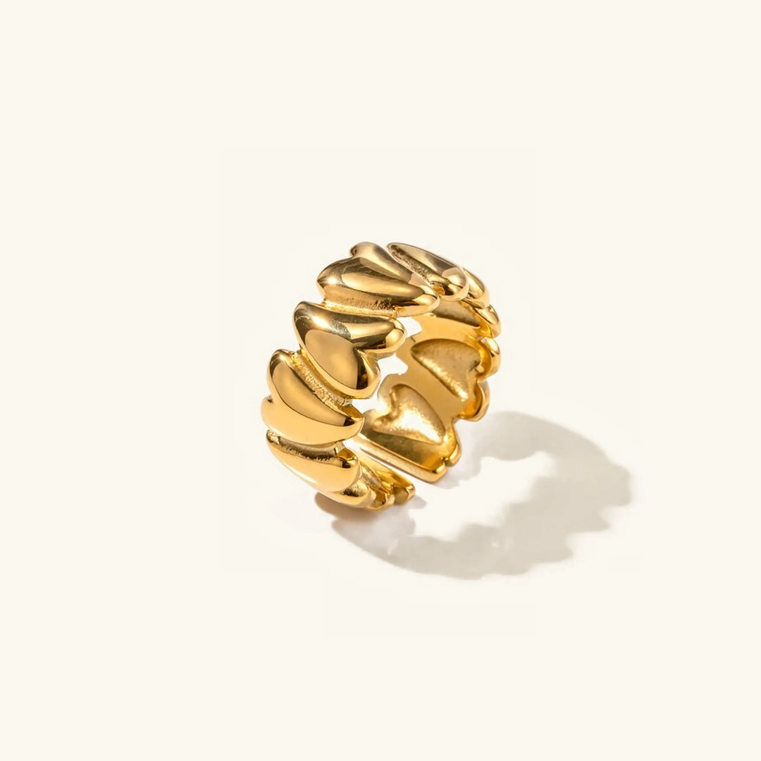 Gold-Plated Textured Statement Ring for Women