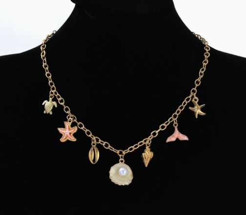 Gold-Plated Faux Pearl Charm Necklace for Women