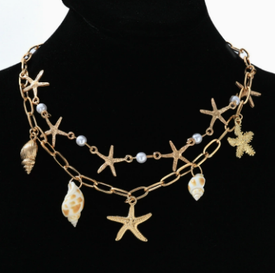 Gold-Plated Faux Pearl Charm Necklace for Women