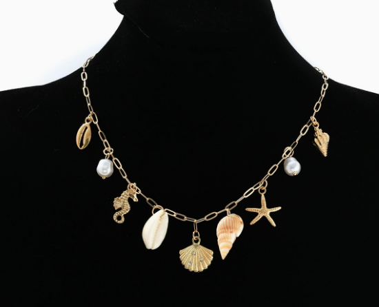 Gold-Plated Faux Pearl Charm Necklace for Women