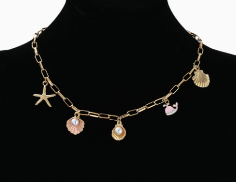 Gold-Plated Faux Pearl Charm Necklace for Women
