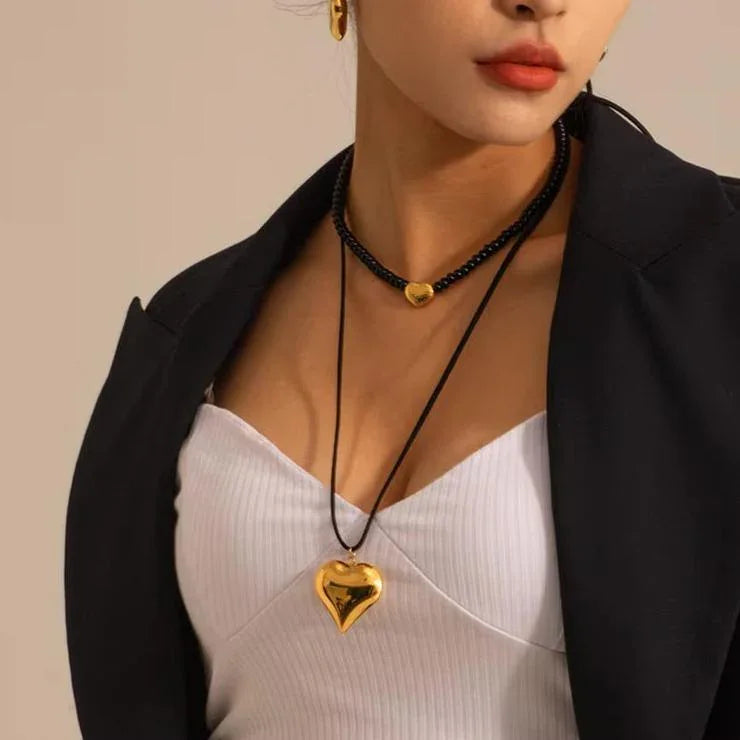 Gold-Plated Heart Pendant Necklace