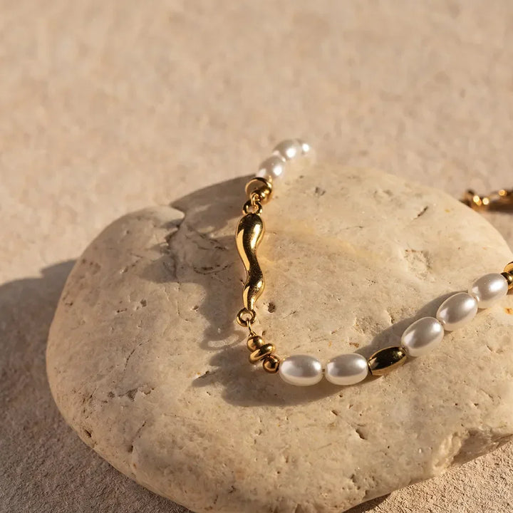 Gold-Plated Freshwater Pearl Bracelet