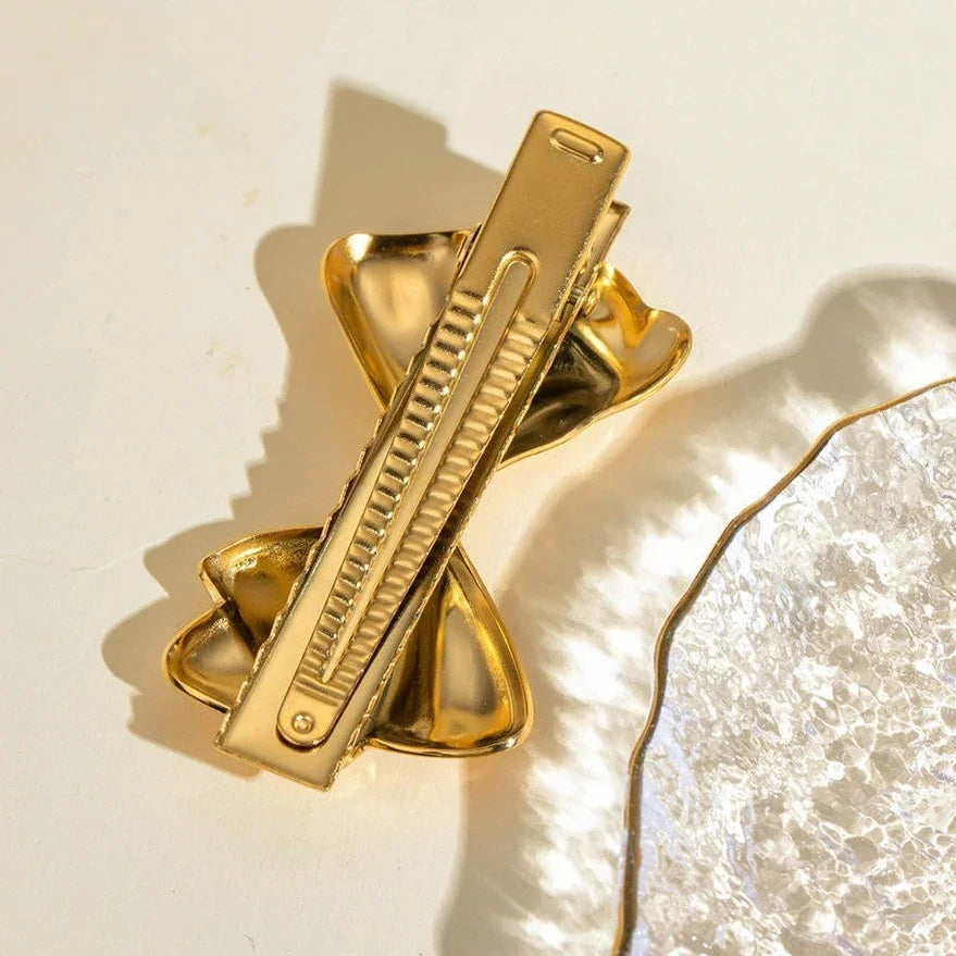 Gold-Plated Bow Hair Clip