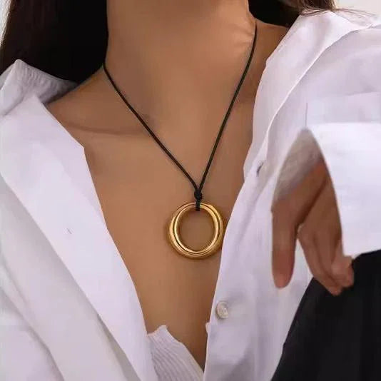 Gold-Plated Minimalist Ring Pendant Necklace
