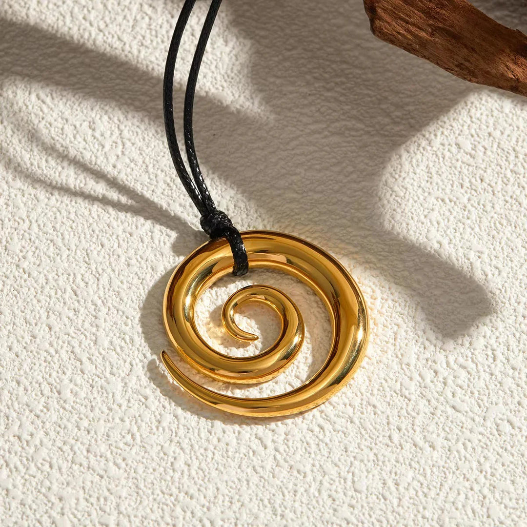Gold-Plated Spiral Pendant Necklace
