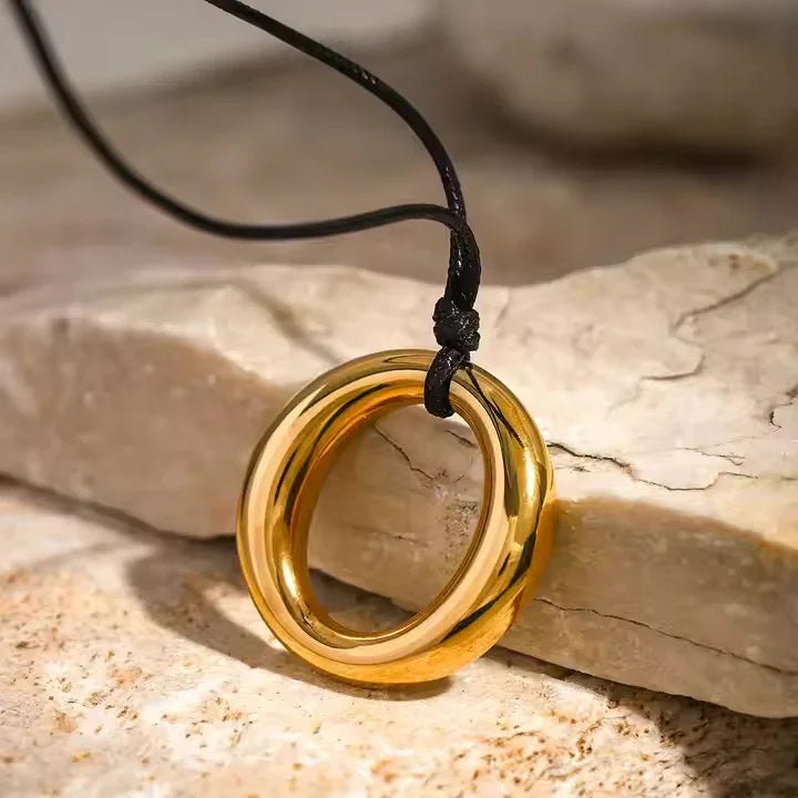 Gold-Plated Minimalist Ring Pendant Necklace