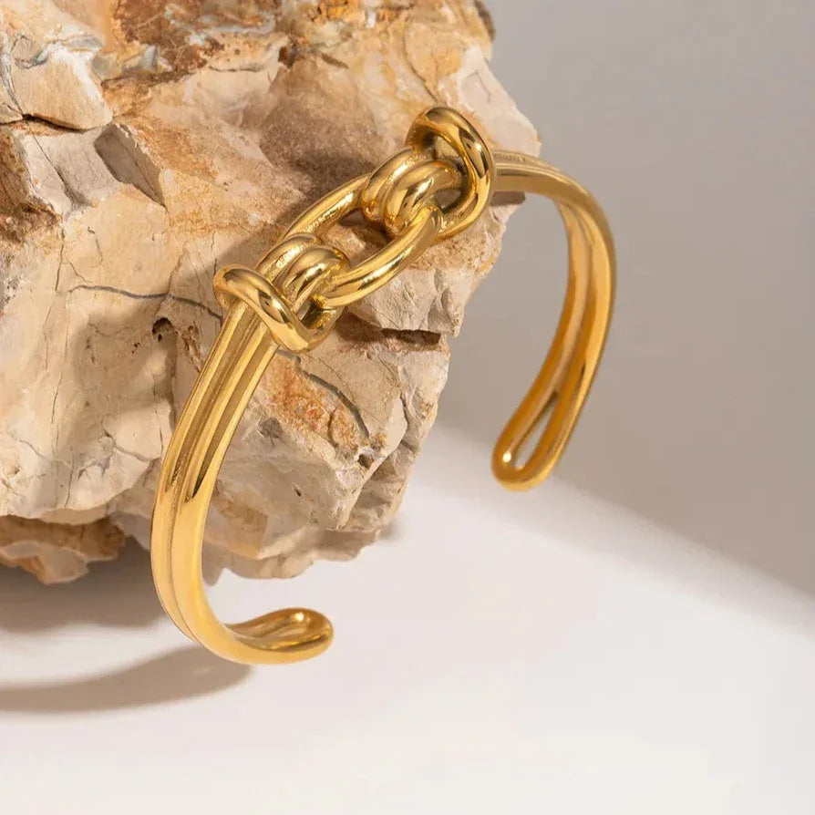 Gold-Plated Knot Bangle Bracelet