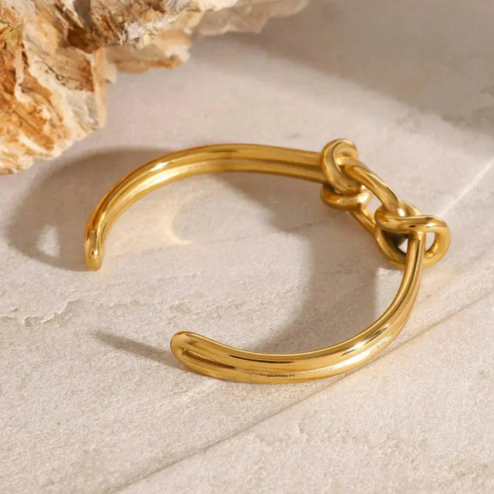 Gold-Plated Knot Bangle Bracelet
