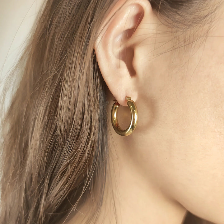 Gold-Plated Wide Hoop Earrings