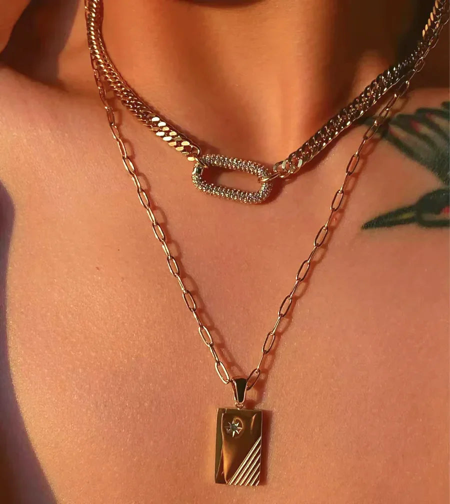 Gold-Plated Cubic Zirconia Chain Choker Necklace for Women