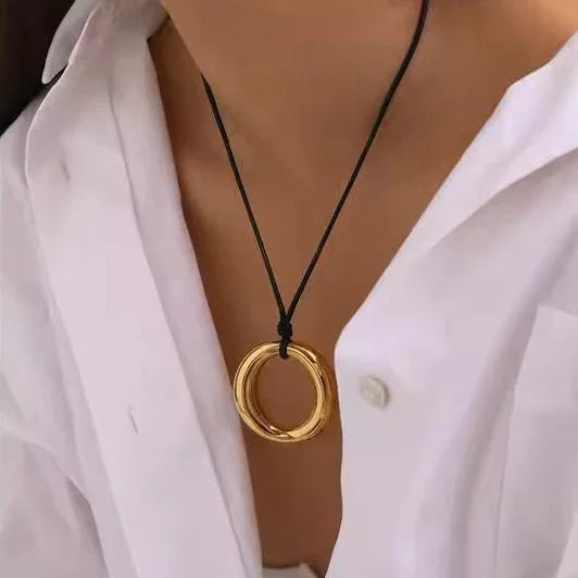 Gold-Plated Minimalist Ring Pendant Necklace