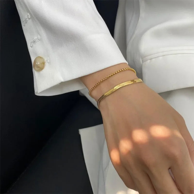 Gold-Plated Box Chain Bracelet