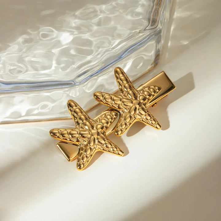 Gold-Plated Starfish Hair Clip