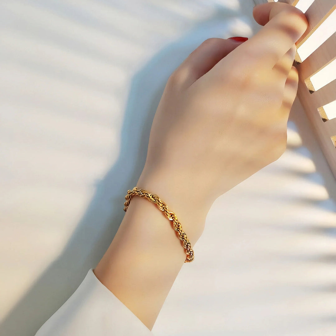 Gold-Plated Rope Chain Bracelet for Women