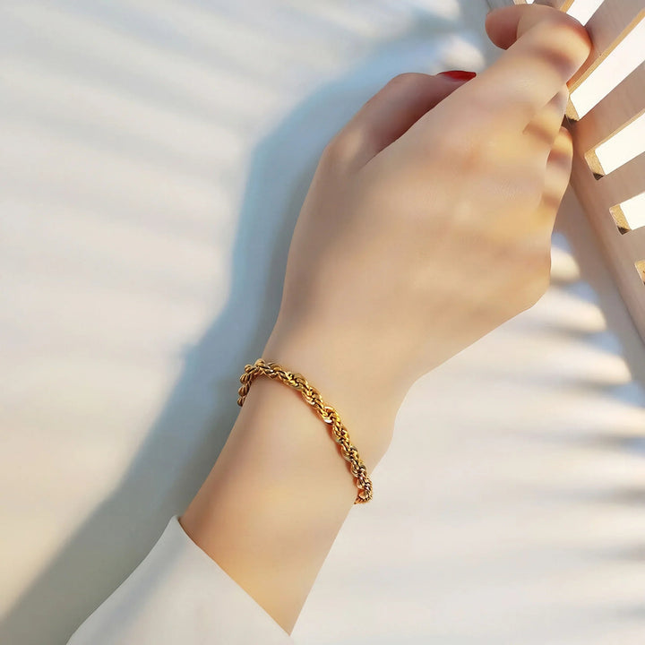 Gold-Plated Rope Chain Bracelet for Women