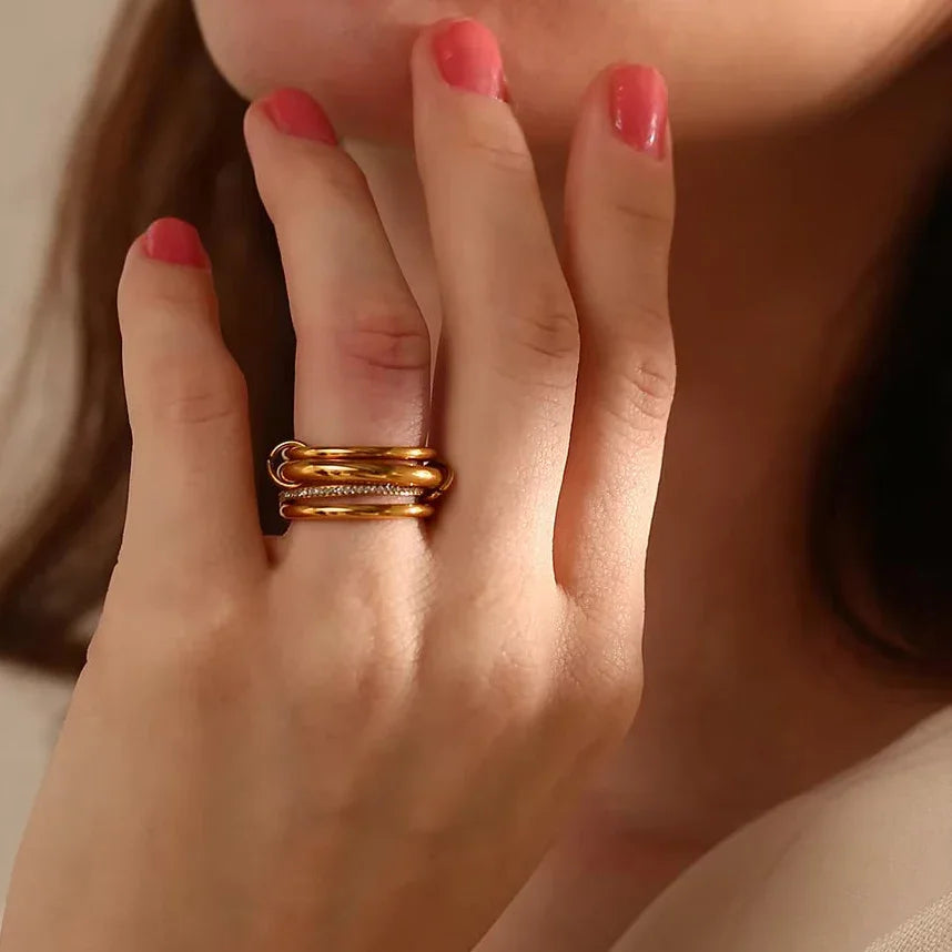 Gold-Plated CZ Stackable Ring Set