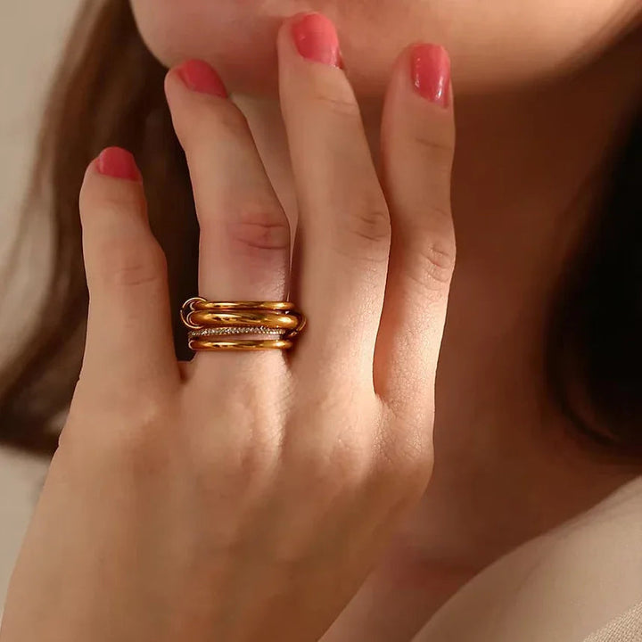 Gold-Plated CZ Stackable Ring Set
