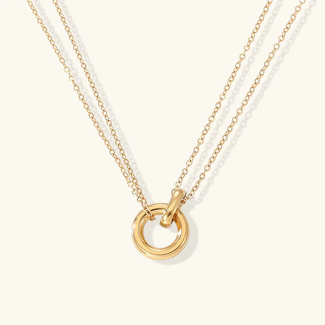 Gold-Plated Circle Pendant Necklace for Women