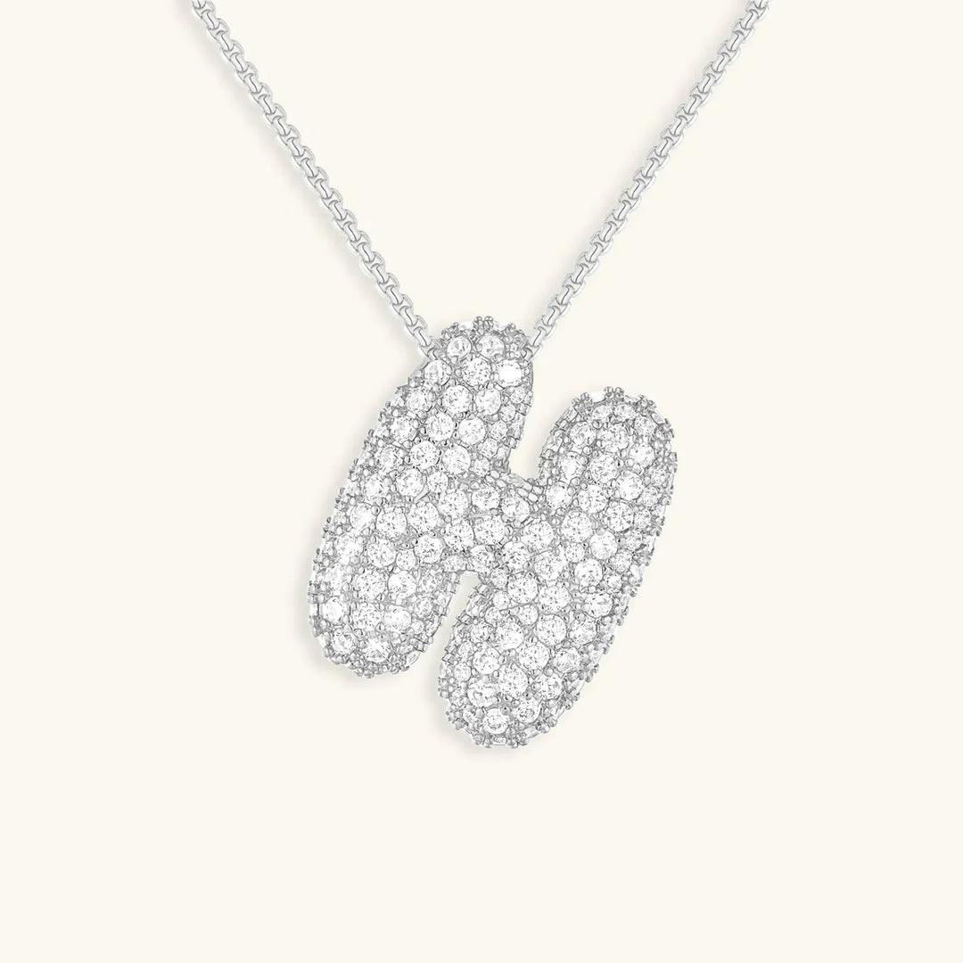 Gold-Plated Bubble Initial Diamond Necklace