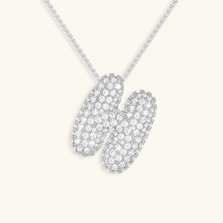 Gold-Plated Bubble Initial Diamond Necklace