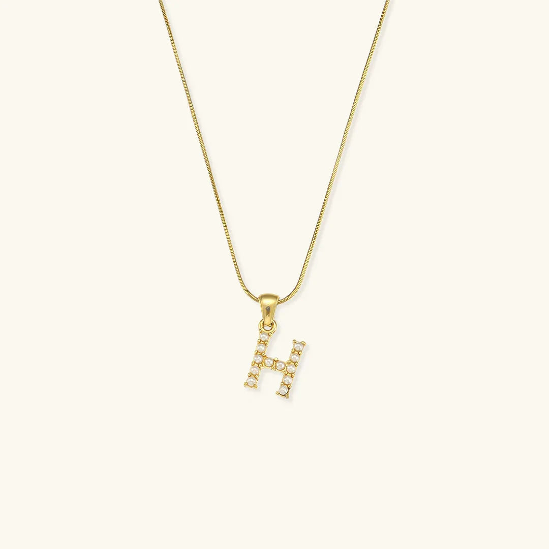 Gold-Plated Initial Letter Necklace with Freshwater Pearls