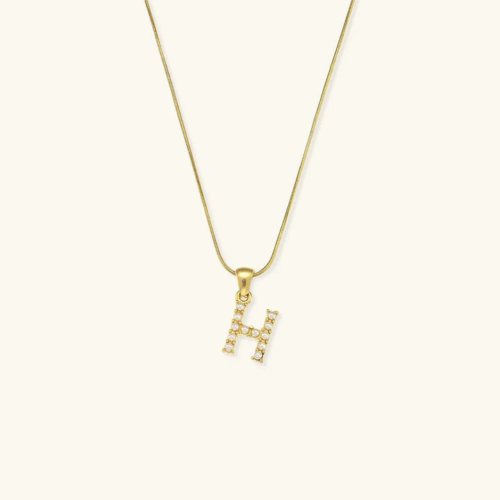 Gold-Plated Initial Letter Necklace with Freshwater Pearls