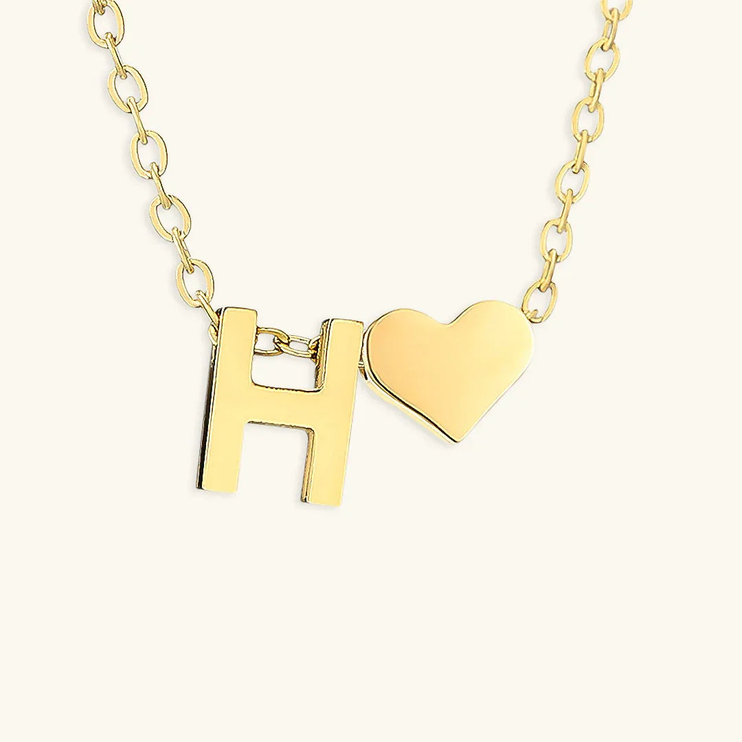 Gold-Plated Initial Heart Pendant Necklace
