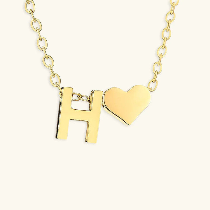 Gold-Plated Initial Heart Pendant Necklace