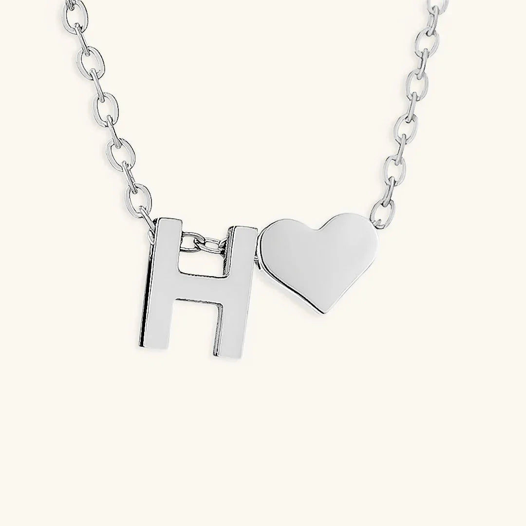 Gold-Plated Initial Heart Pendant Necklace
