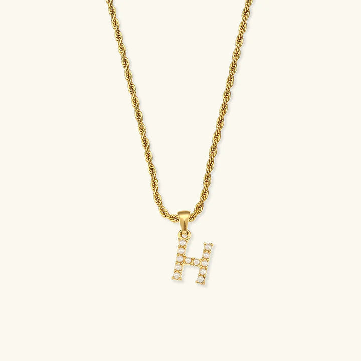 Gold-Plated Initial Letter Necklace with Freshwater Pearls