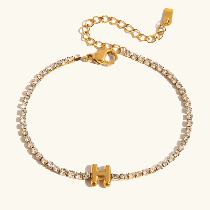 Gold-Plated Cubic Zirconia Initial Tennis Bracelet for Women