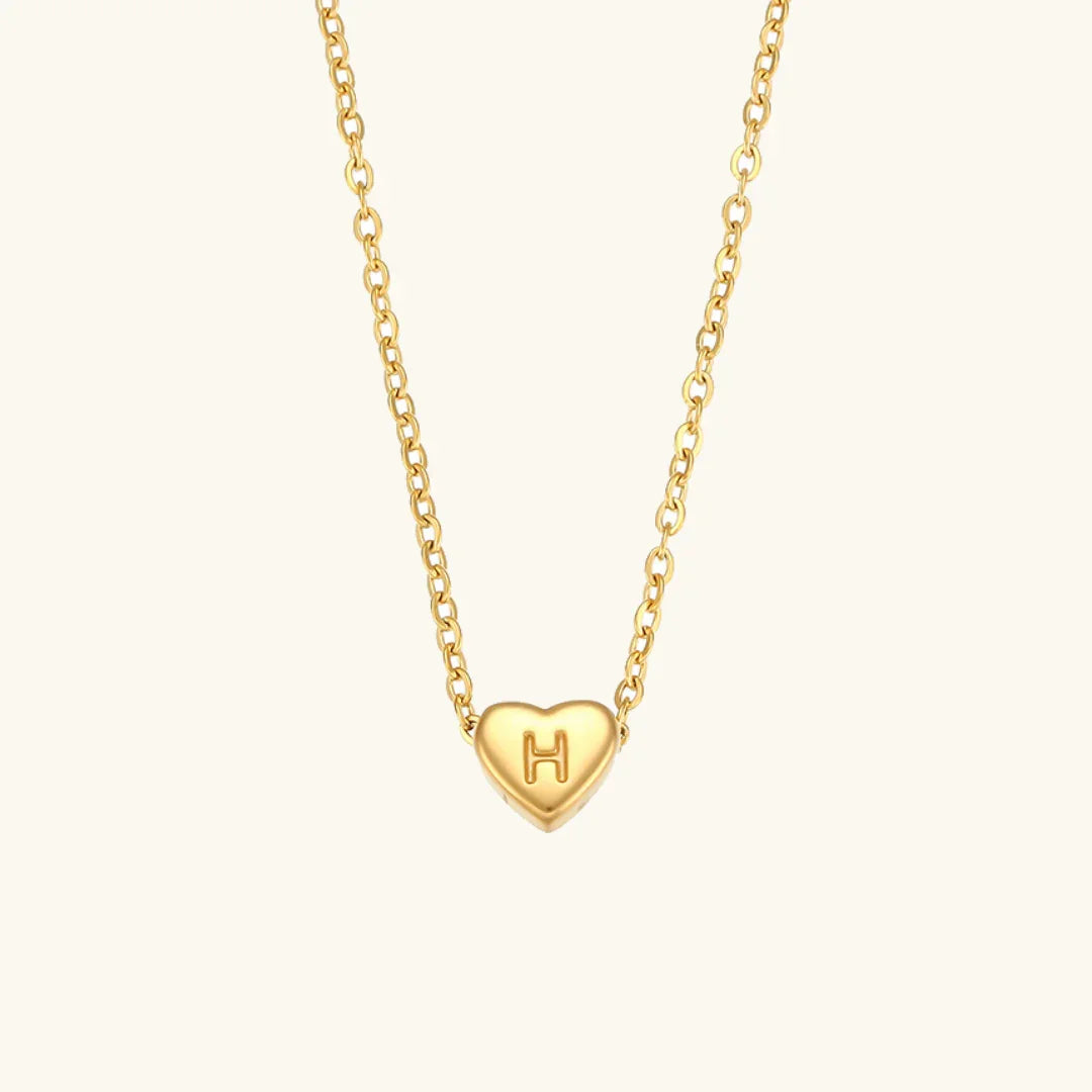 Gold-Plated Heart Initial Necklace
