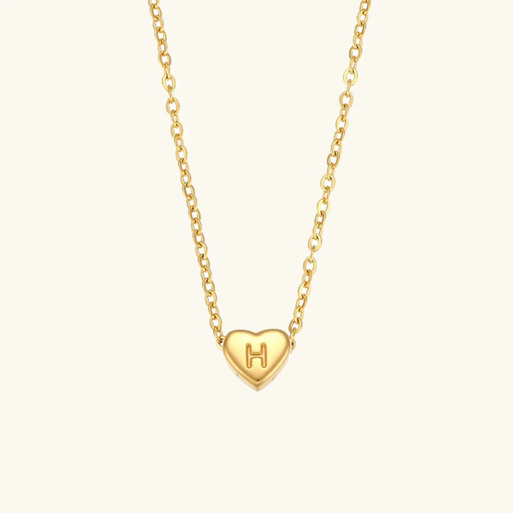 Gold-Plated Heart Initial Necklace