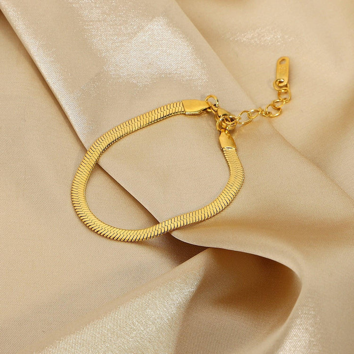Gold-Plated Herringbone Chain Bracelet for Women