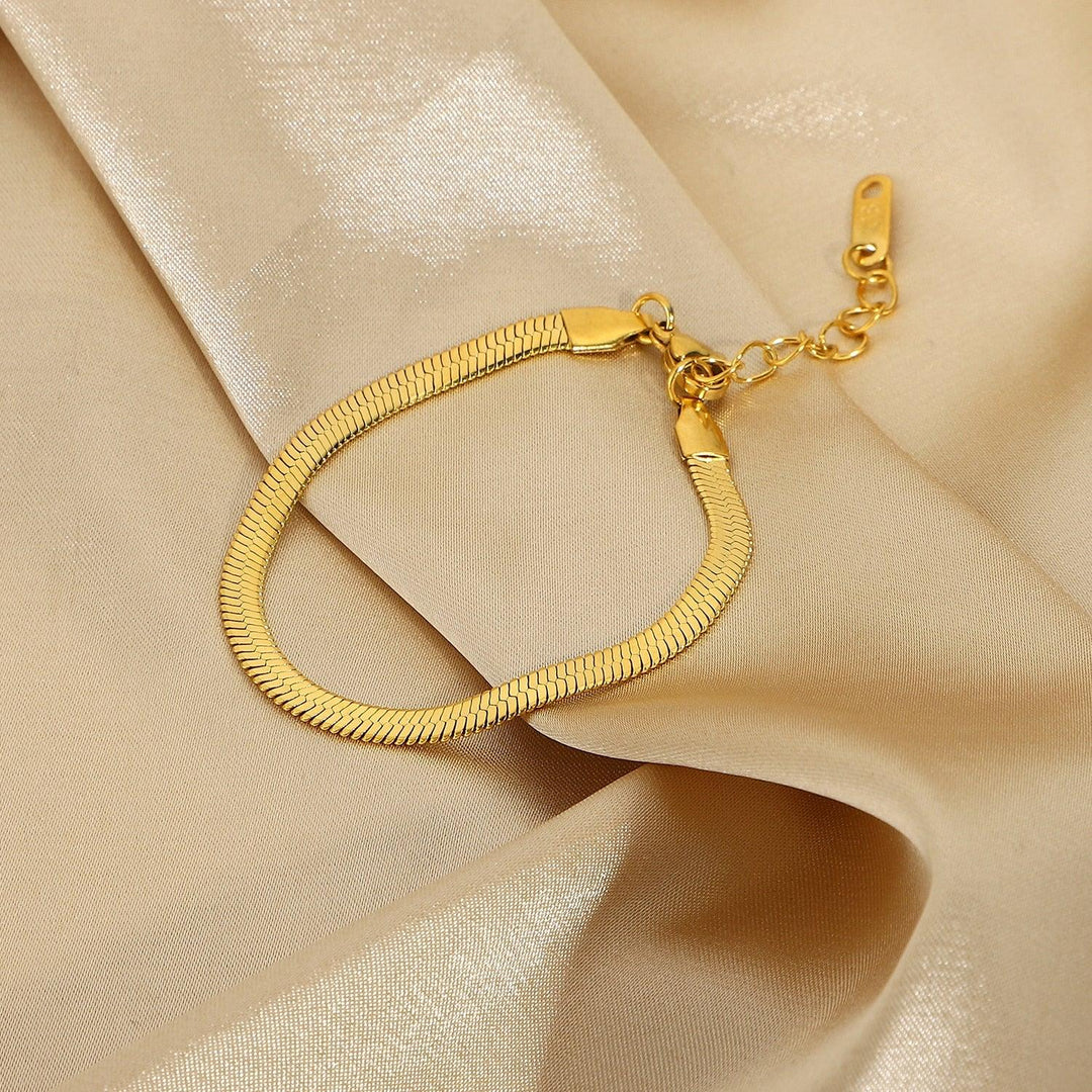 Gold-Plated Herringbone Jewelry 2-Piece Set