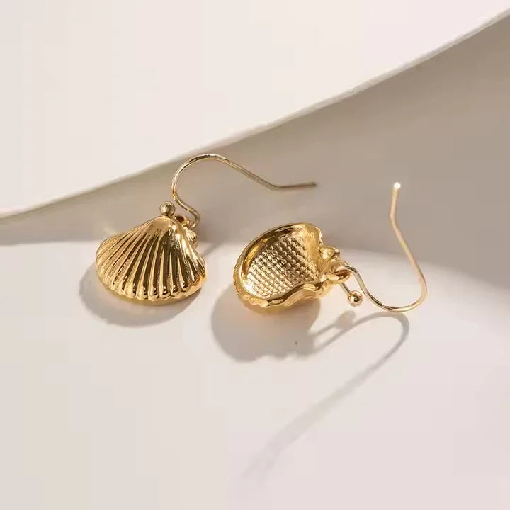 Gold-Plated Breeze Seashell Earrings
