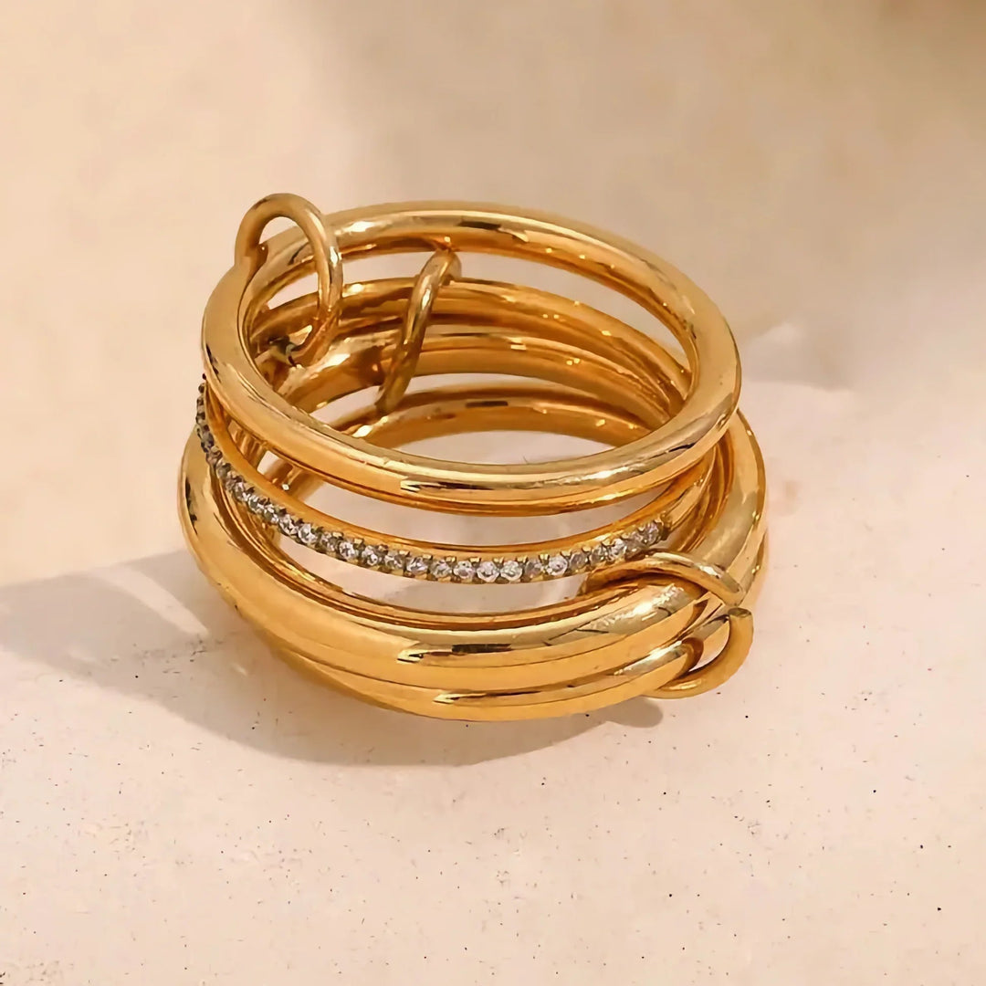 Gold-Plated CZ Stackable Ring Set