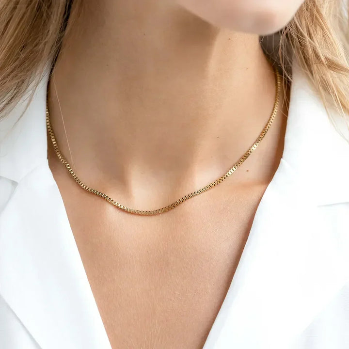 Gold-Plated Square Link Chain Necklace for Women