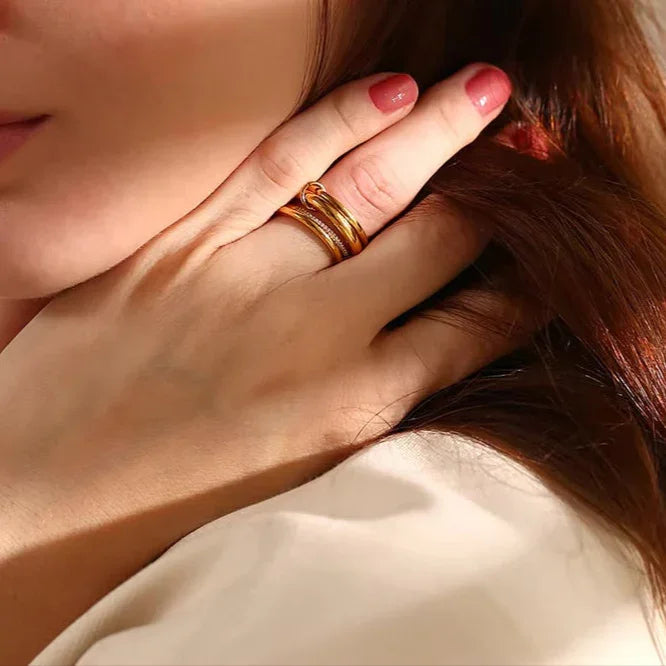 Gold-Plated CZ Stackable Ring Set