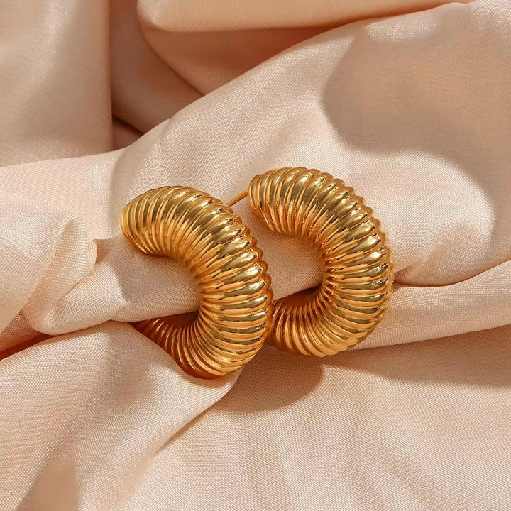 Gold-Plated Textured Hoop Earrings for Women