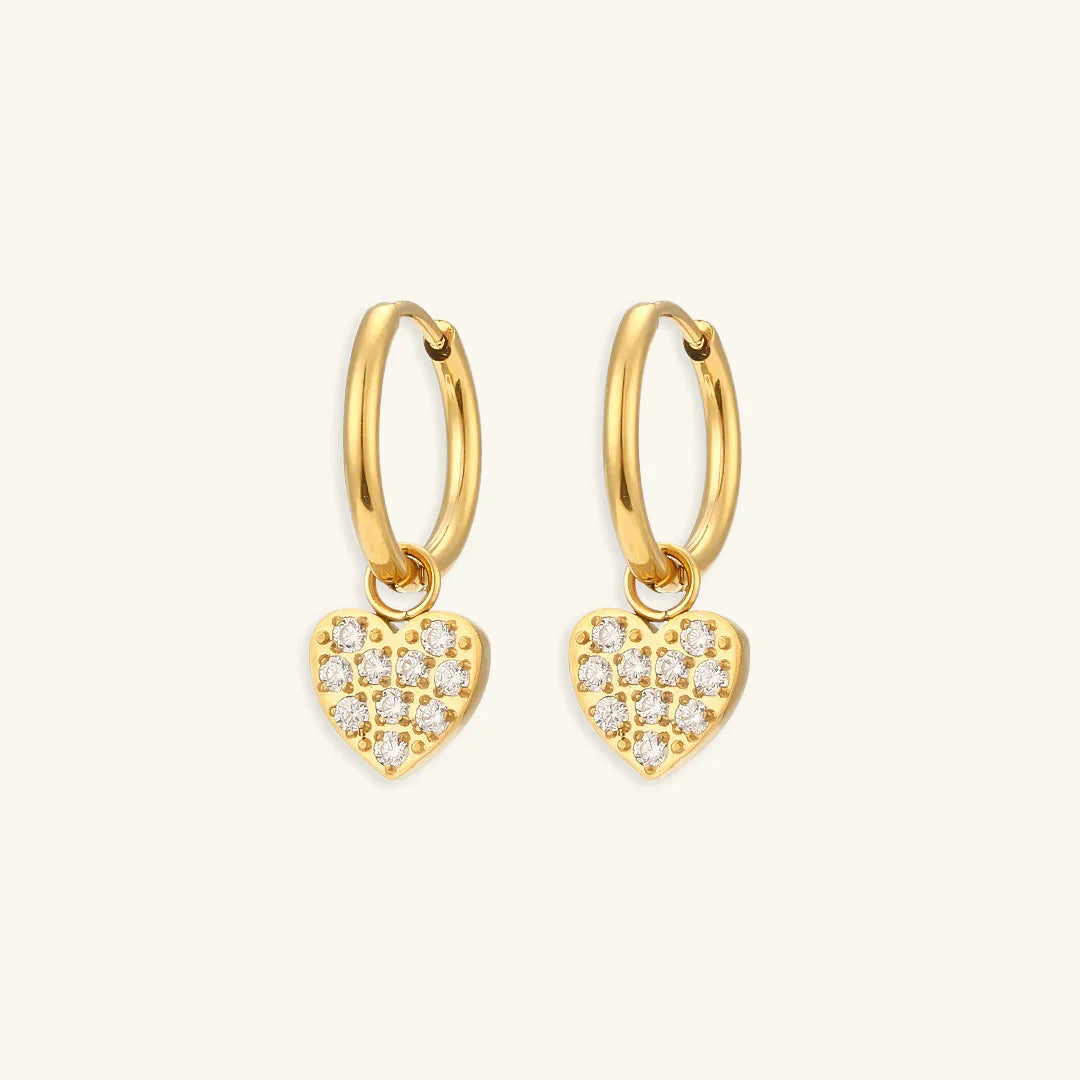 Gold-Plated Diamond Drop Hoop Earrings For Women