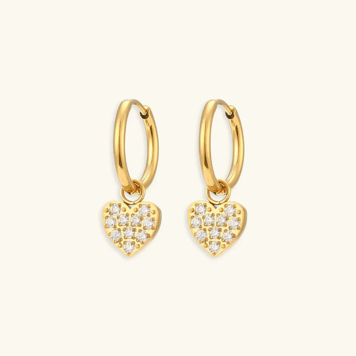 Gold-Plated Diamond Drop Hoop Earrings For Women
