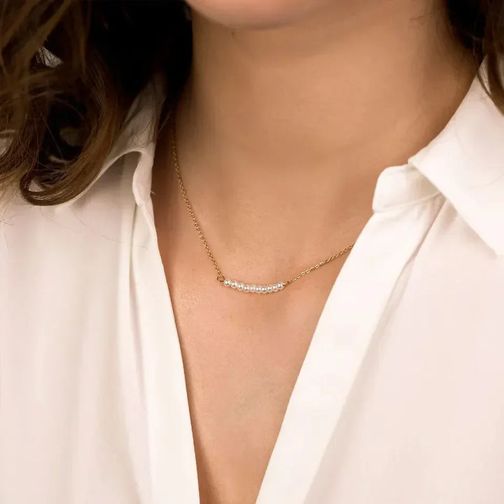 Gold-Plated Faux Pearl Chain Necklace for Women
