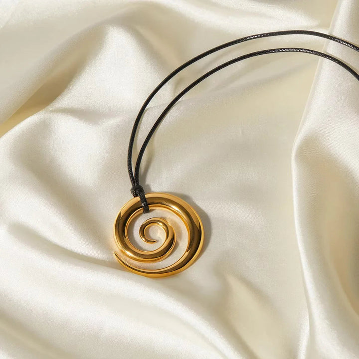 Gold-Plated Spiral Pendant Necklace